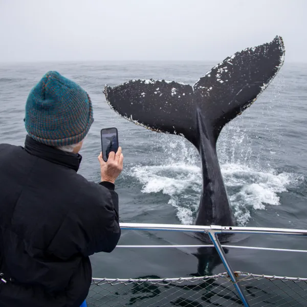 a man standing next to a body of water