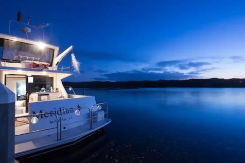 a small boat in a body of water